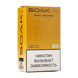 MK Одноразовая электронная сигарета SOAK Cube White Banana With Dates (Банан с Финиками) 7000 затяжек