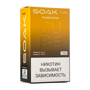 MK Одноразовая электронная сигарета SOAK Cube Black Papaya Banana (Папайя Банан) 7000 затяжек