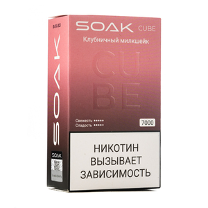MK Одноразовая электронная сигарета SOAK Cube Black Strawberry Cream Dream (Клубничный Милкшейк) 7000 затяжек
