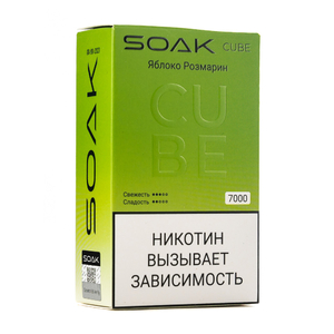 MK Одноразовая электронная сигарета SOAK Cube White Apple Rosemary (Яблоко Розмарин) 7000 затяжек