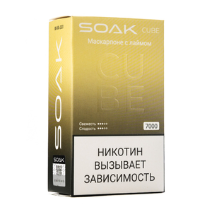 MK Одноразовая электронная сигарета SOAK Cube Black Mascarpone Lime (Маскарпоне с Лаймом) 7000 затяжек