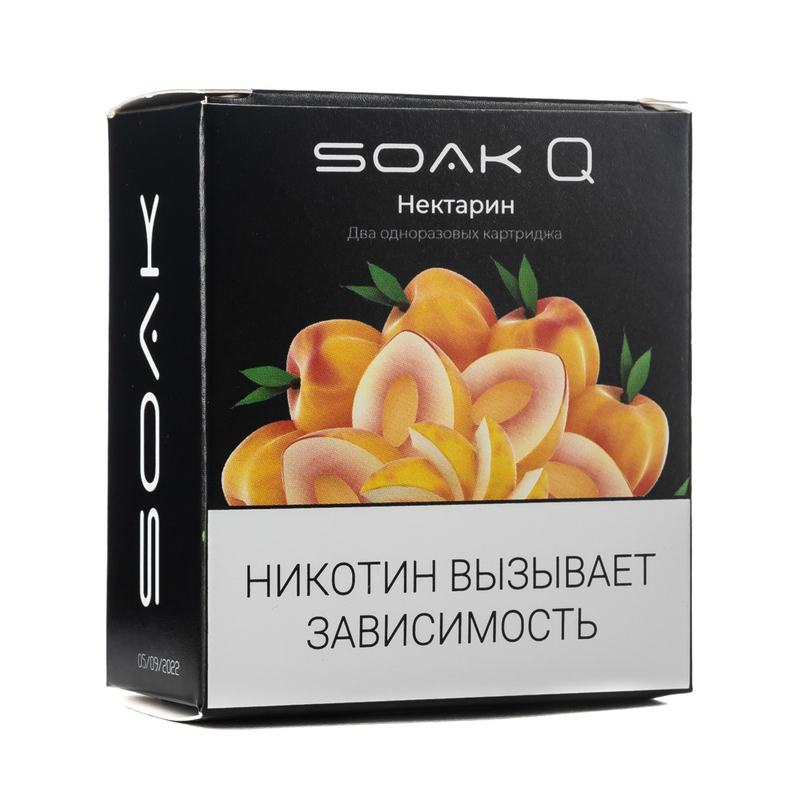Упаковка сменных картриджей Soak Q Нектарин 4, 8 мл 2% (Предзаправленный картридж) (В упаковке 2 шт)