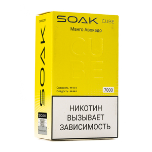 MK Одноразовая электронная сигарета SOAK Cube White Mango Avocado (Манго Авокадо) 7000 затяжек